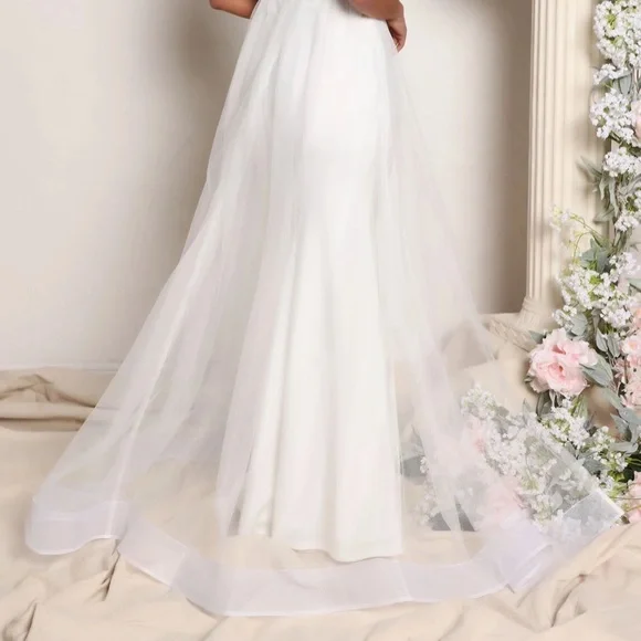 FASHION NOVA White tulle maxi wedding dress, NWT - Picture 2 of 11